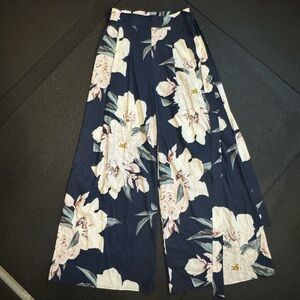 Floral Wide-Leg Jumpsuit in Navy and Cream